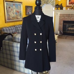 ST JOHN Luxury Black Knit, Double Breasted Jacket